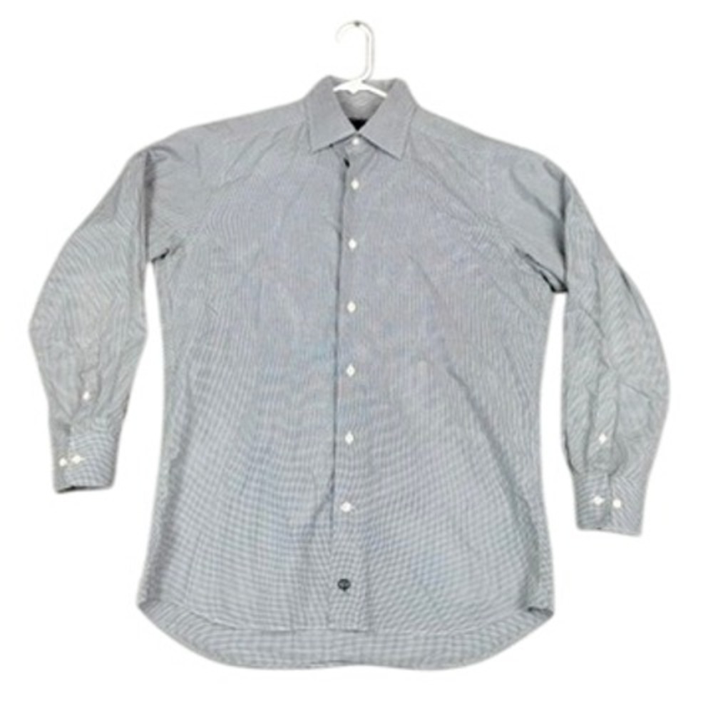 David Donahue Dress Shirt Houndstooth Long‎ Sleeve Button Down Size 15 1/2
